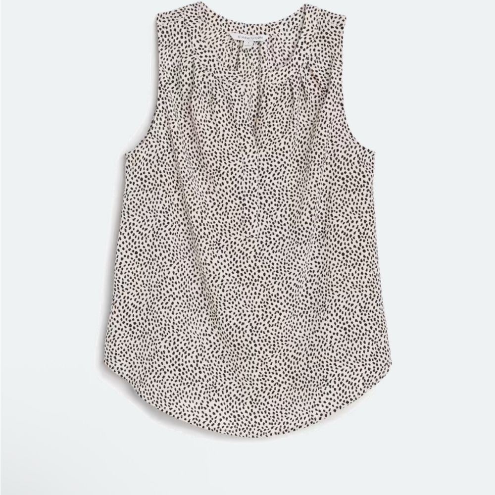 41 Hawthorn Black & Cream Dotted Sleeveless Blouse – Size XL